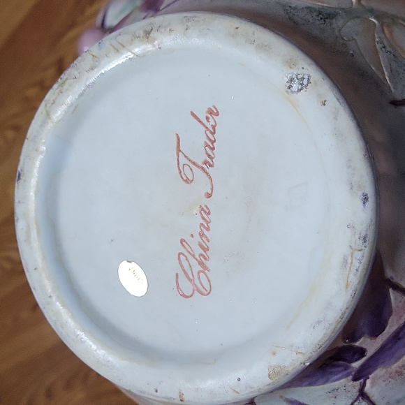 Large China Trader stoneware vase with lid home decor floral pastels vintage - Picture 3 of 8